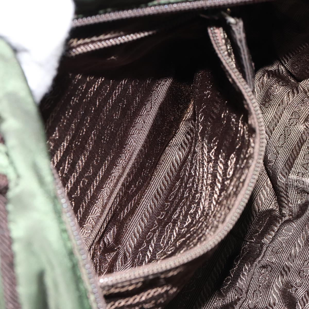 PRADA Hand Bag Nylon Green Auth 153060