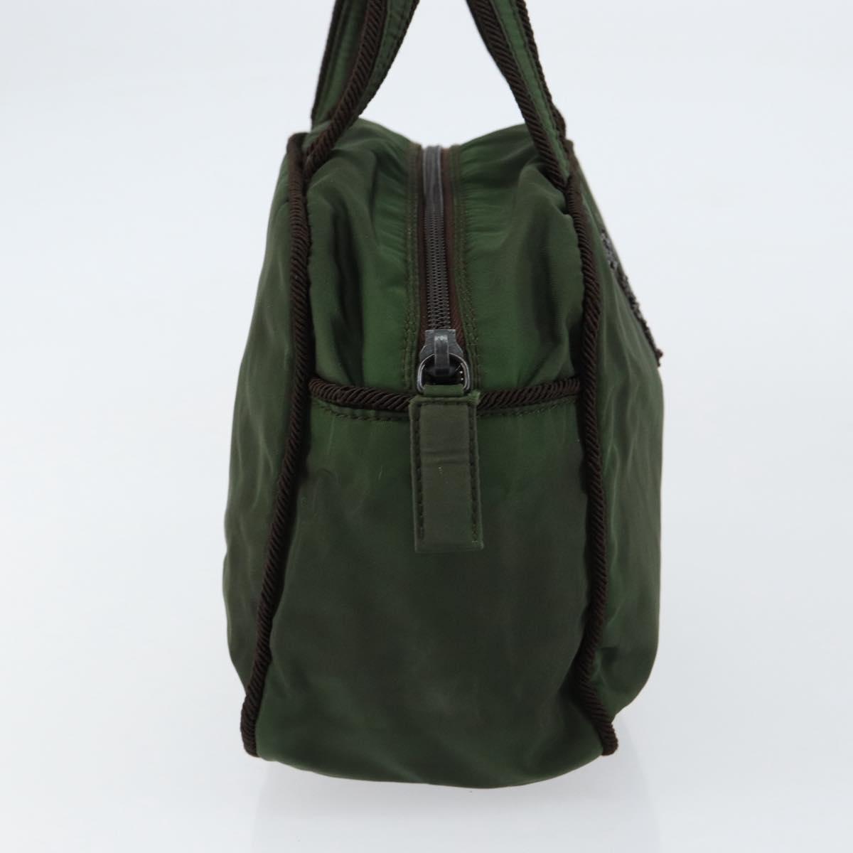 PRADA Hand Bag Nylon Green Auth 153060