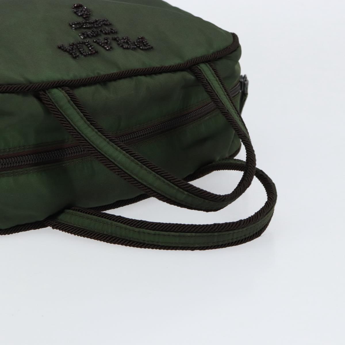 PRADA Hand Bag Nylon Green Auth 153060