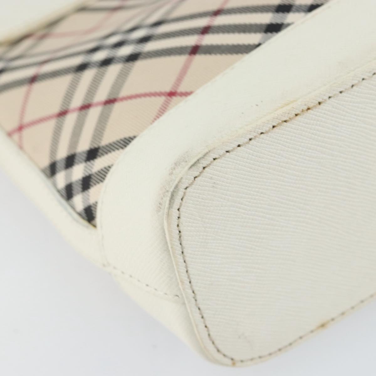 BURBERRY Nova Check Shoulder Bag Canvas White Silver Auth 153062