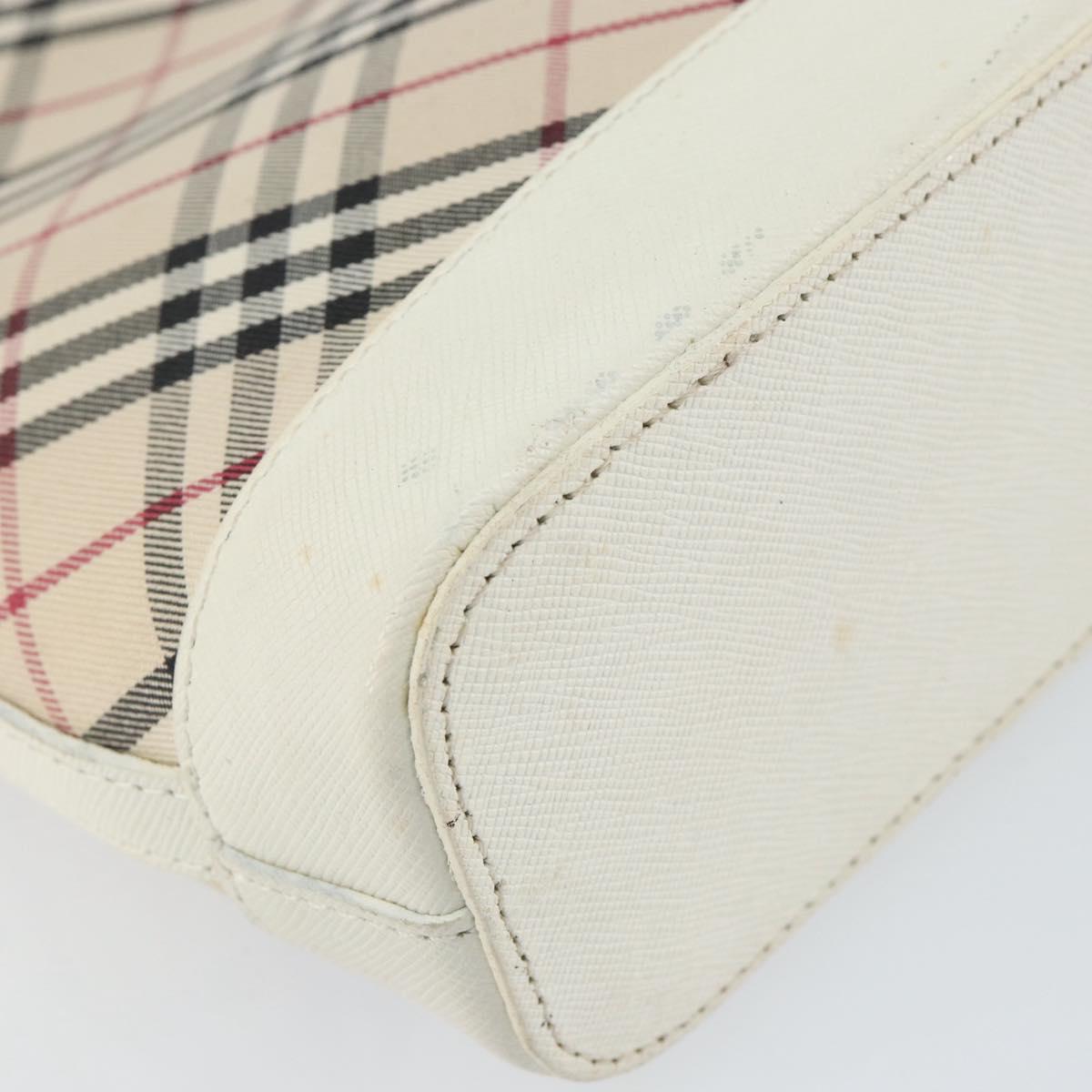 BURBERRY Nova Check Shoulder Bag Canvas White Silver Auth 153062