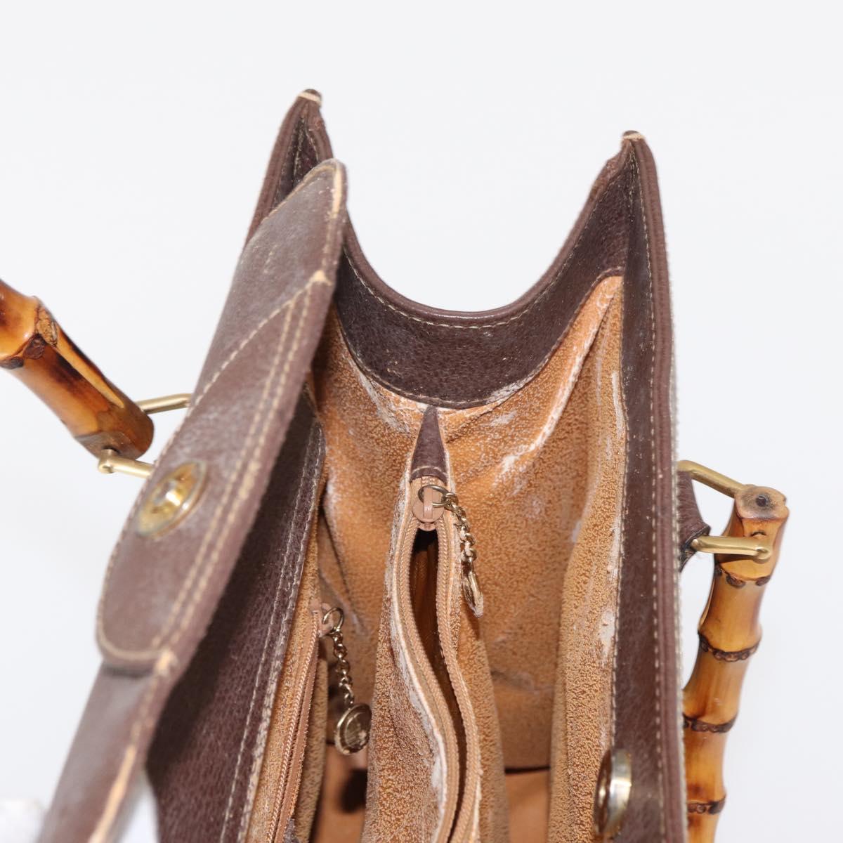 GUCCI Bamboo Tote Bag Leather Brown Gold 002 2853 0260 0 Auth 153064