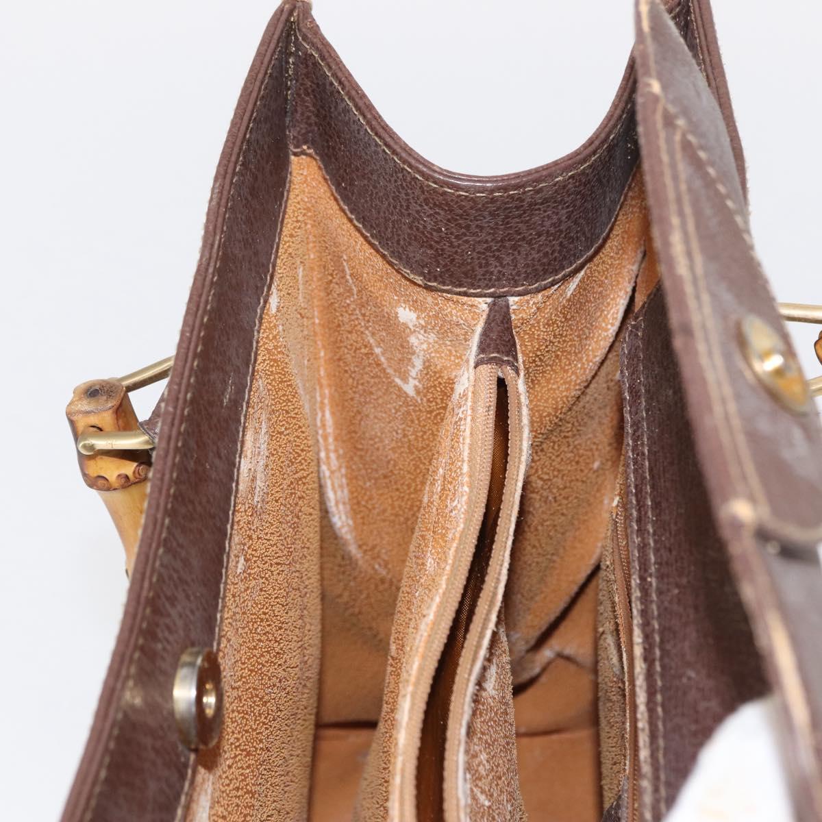 GUCCI Bamboo Tote Bag Leather Brown Gold 002 2853 0260 0 Auth 153064