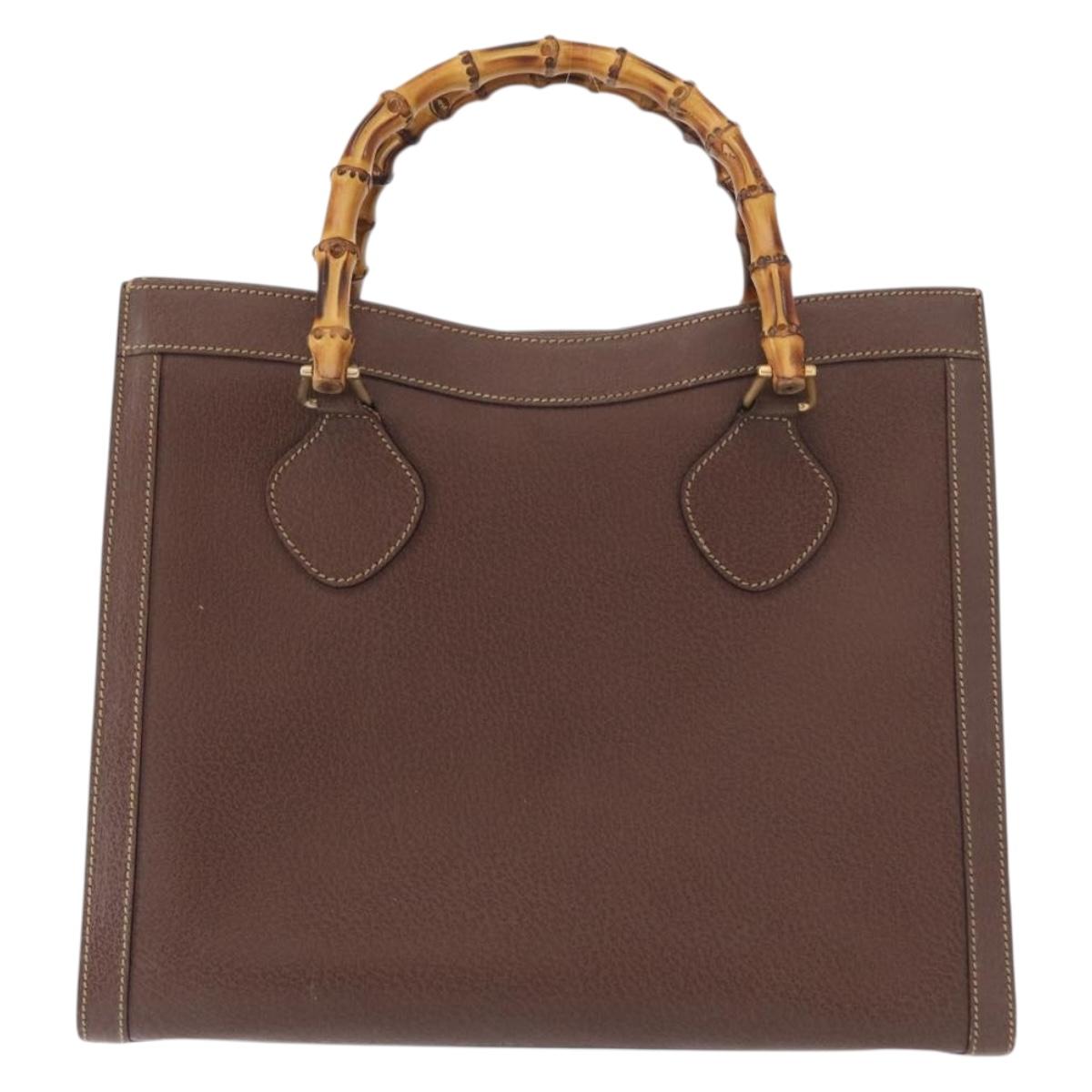 GUCCI Bamboo Tote Bag Leather Brown Gold 002 2853 0260 0 Auth 153064