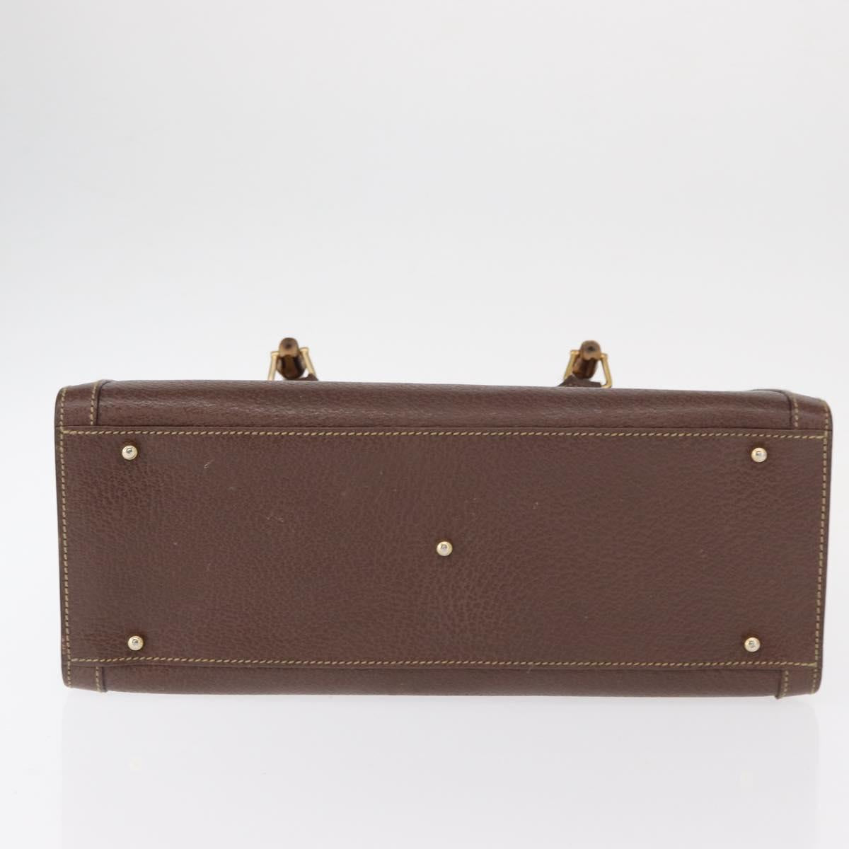 GUCCI Bamboo Tote Bag Leather Brown Gold 002 2853 0260 0 Auth 153064