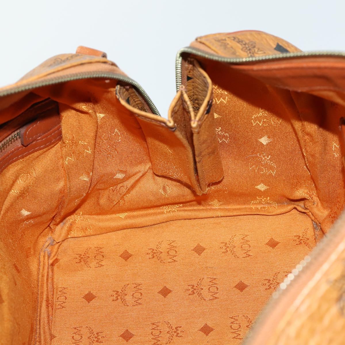 MCM Logogram Vicetos Boston Bag PVC Leather Brown Gold Auth 153065