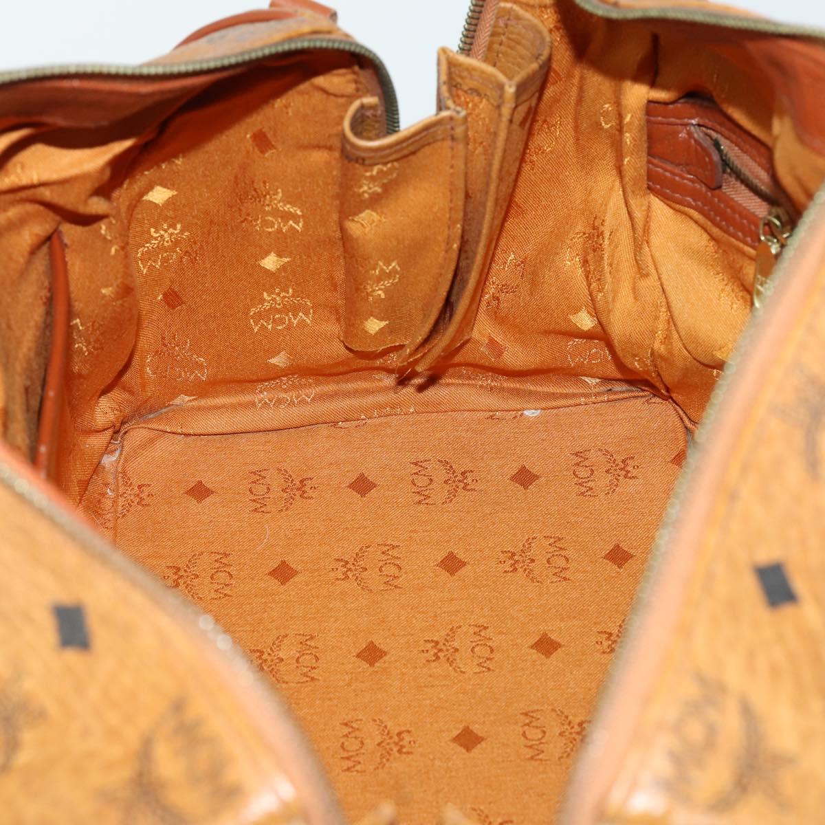 MCM Logogram Vicetos Boston Bag PVC Leather Brown Gold Auth 153065