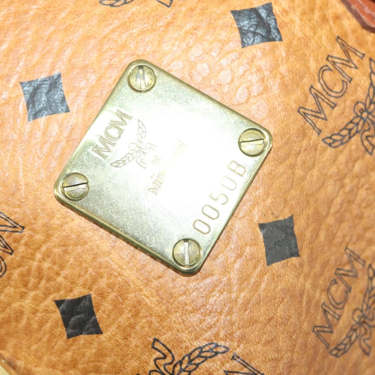 MCM Logogram Vicetos Boston Bag PVC Leather Brown Gold Auth 153065
