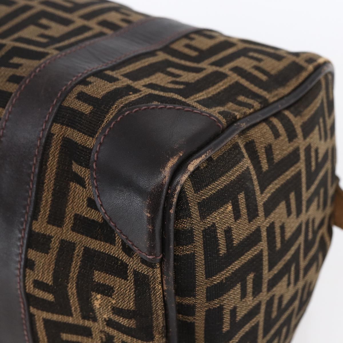 FENDI Zucca Canvas Hand Bag Vintage Black Brown Auth 153066