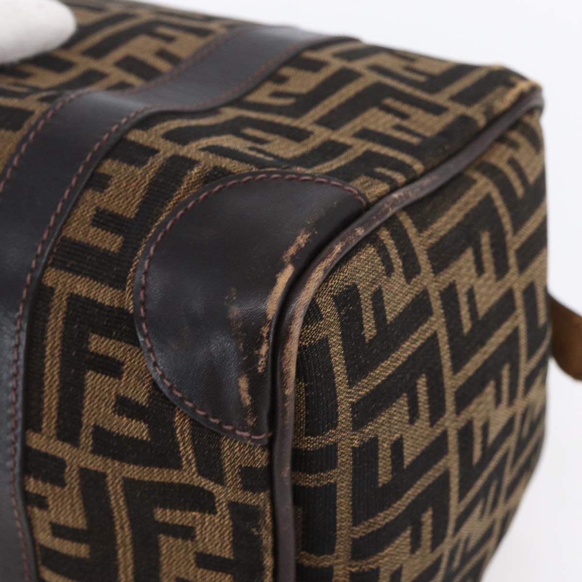 FENDI Zucca Canvas Hand Bag Vintage Black Brown Auth 153066