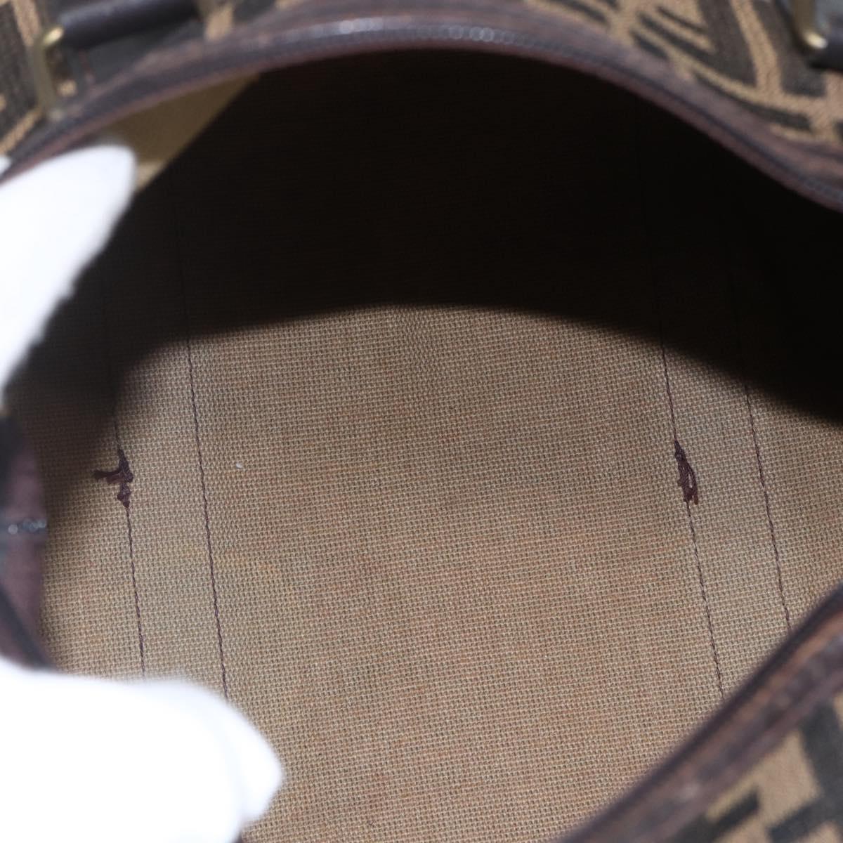 FENDI Zucca Canvas Hand Bag Vintage Black Brown Auth 153066