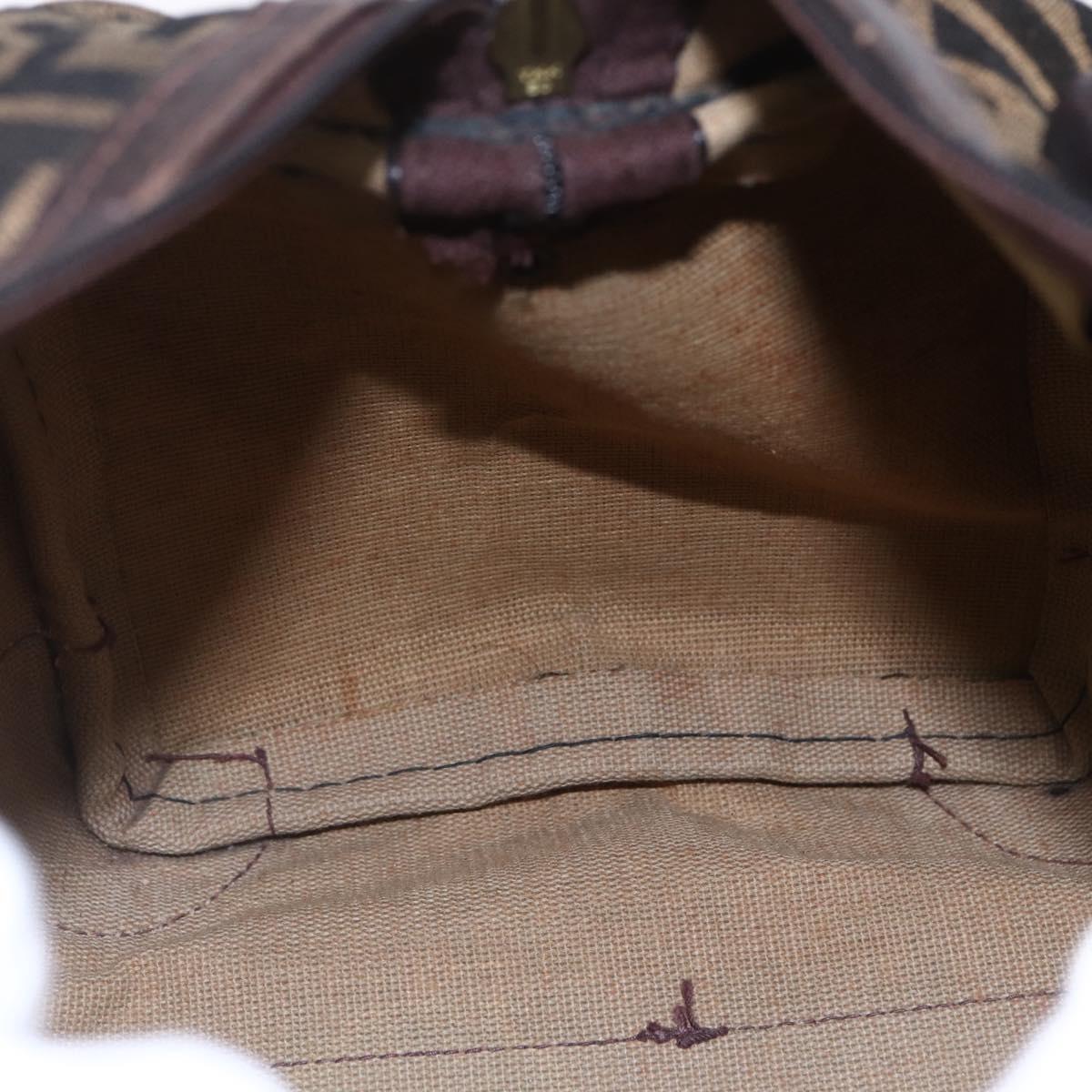 FENDI Zucca Canvas Hand Bag Vintage Black Brown Auth 153066