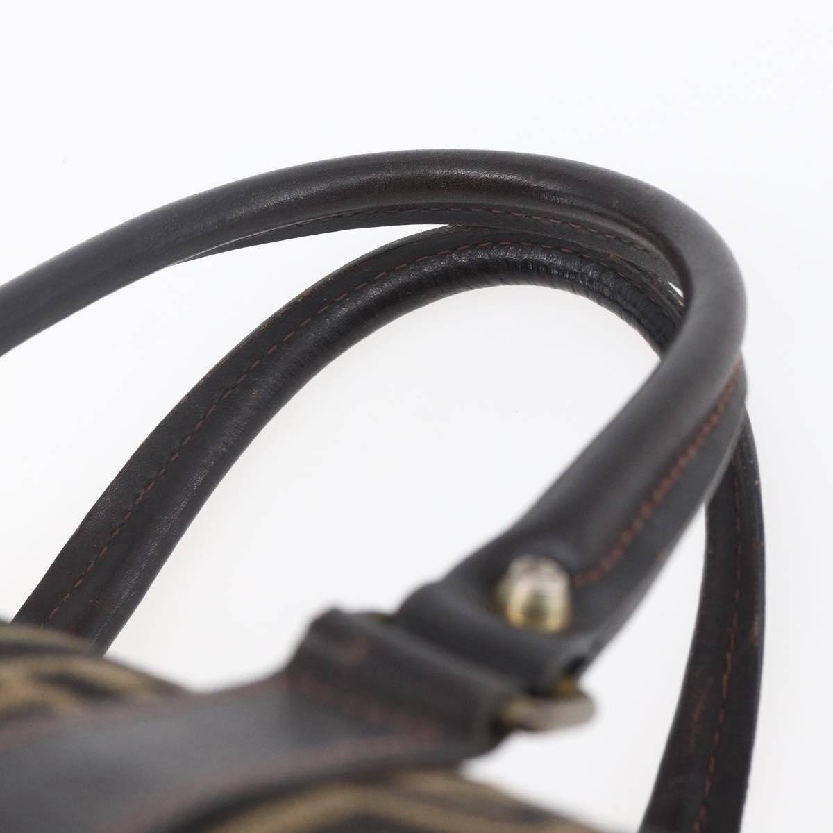 FENDI Zucca Canvas Hand Bag Vintage Black Brown Auth 153066