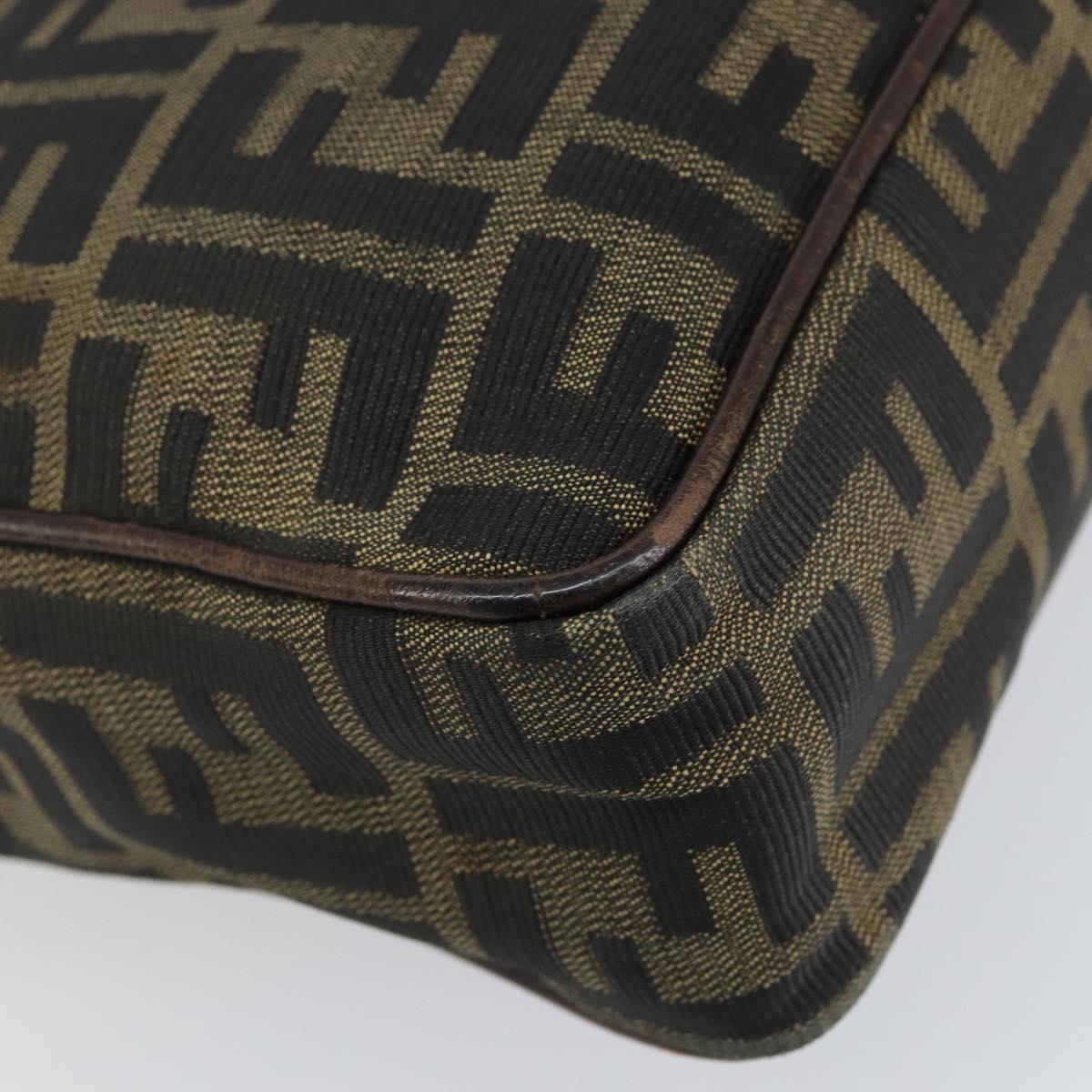 FENDI Zucca Canvas Hand Bag Black Brown Auth 153067