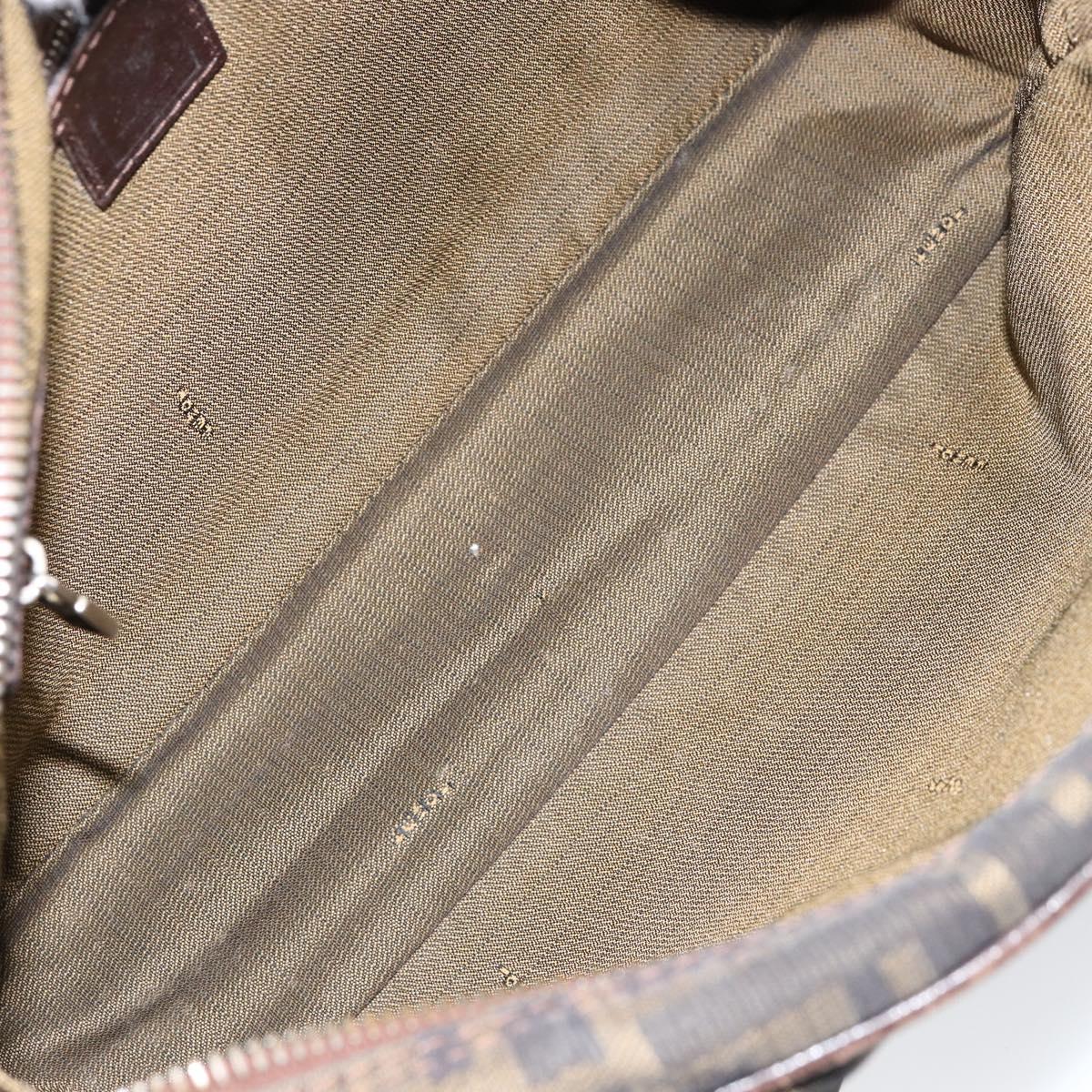 FENDI Zucca Canvas Hand Bag Black Brown Auth 153067