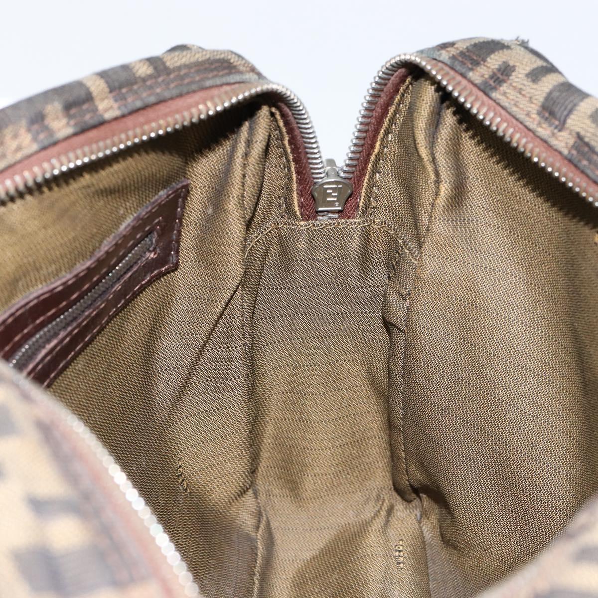 FENDI Zucca Canvas Hand Bag Black Brown Auth 153067