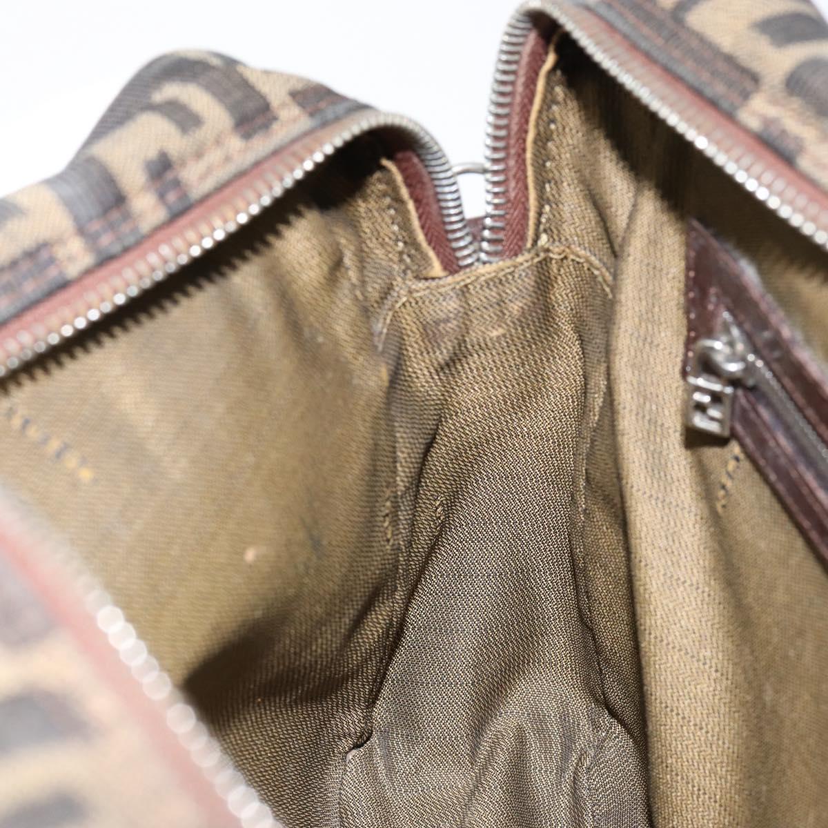 FENDI Zucca Canvas Hand Bag Black Brown Auth 153067