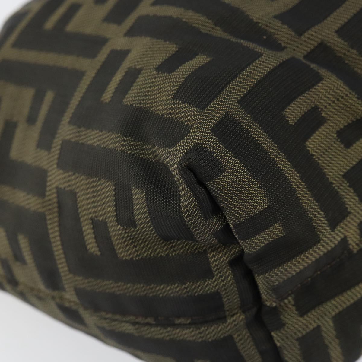 FENDI Zucca Canvas Hand Bag Brown Silver Auth 153068