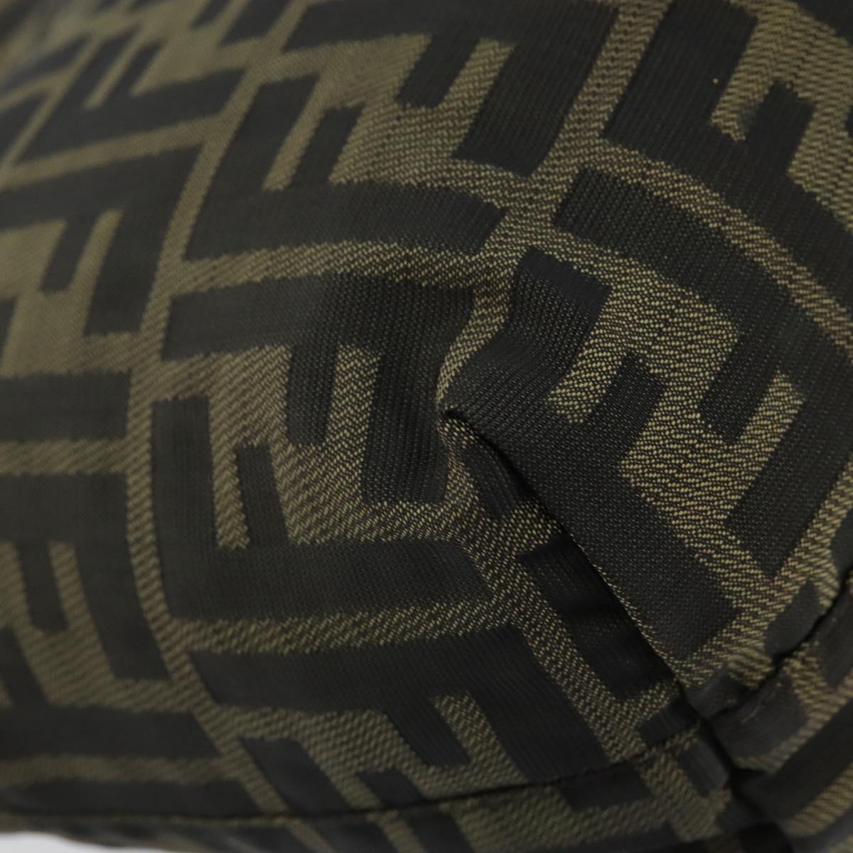 FENDI Zucca Canvas Hand Bag Brown Silver Auth 153068