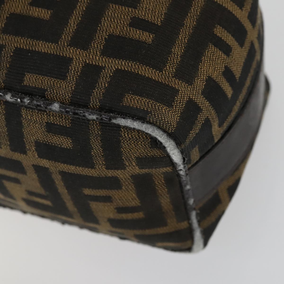 FENDI Zucca Canvas Pouch Hand Bag Black Brown Auth 153070