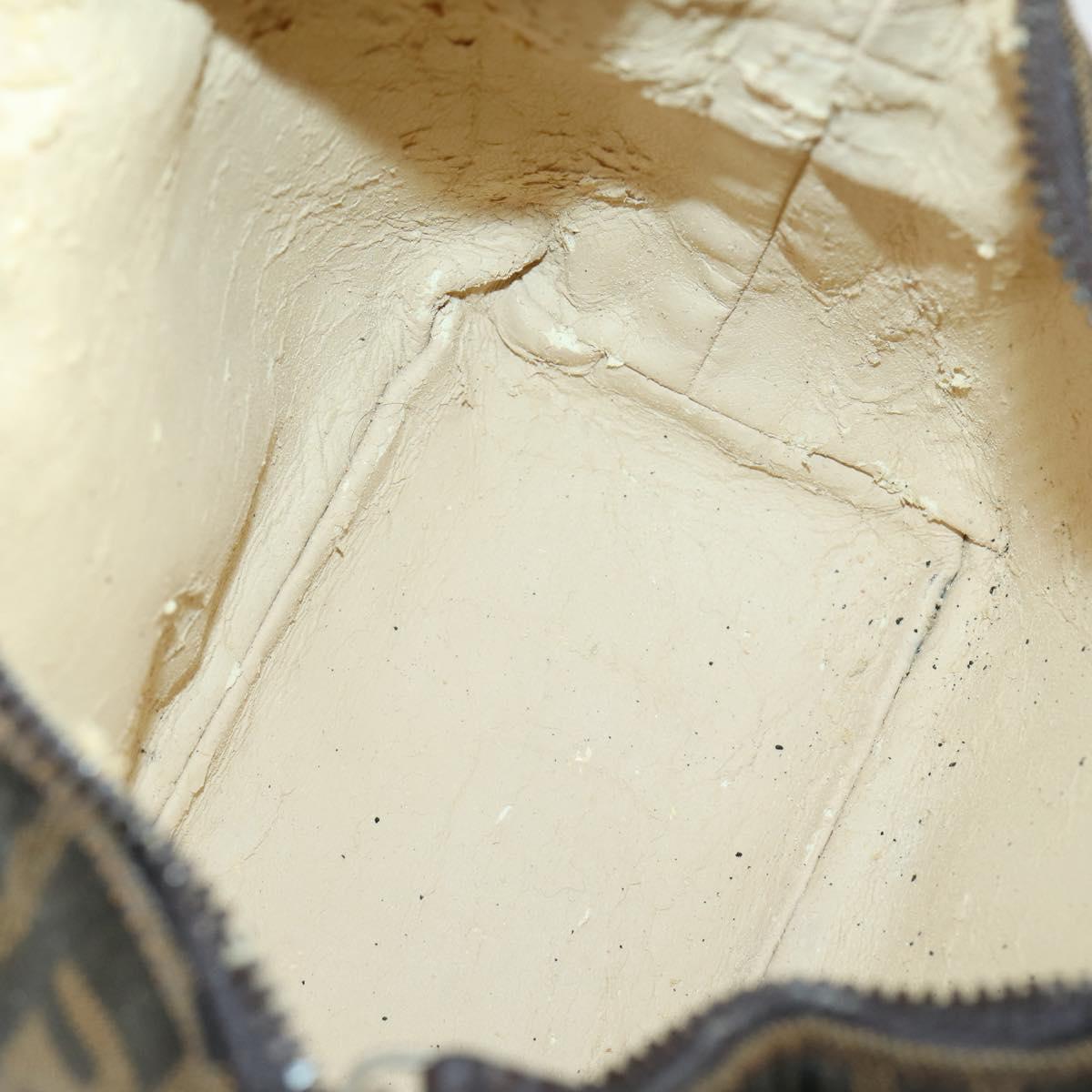 FENDI Zucca Canvas Pouch Hand Bag Black Brown Auth 153070