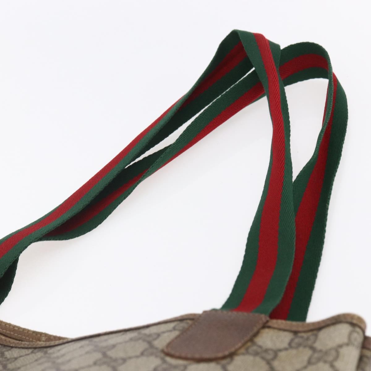 GUCCI GG Supreme Web Sherry Line Tote Bag PVC Beige Red 39 02 003 Auth 153071