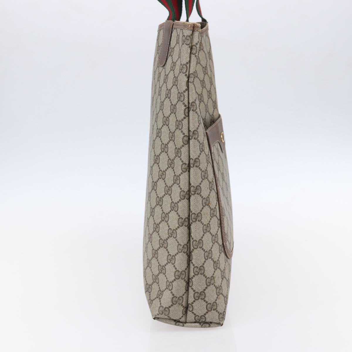 GUCCI GG Supreme Web Sherry Line Tote Bag PVC Beige Red 39 02 003 Auth 153072