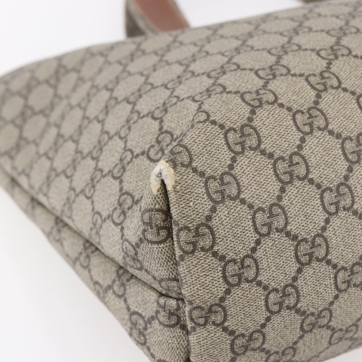 GUCCI GG Supreme Web Sherry Line Tote Bag PVC Beige Red 211134 Auth 153074