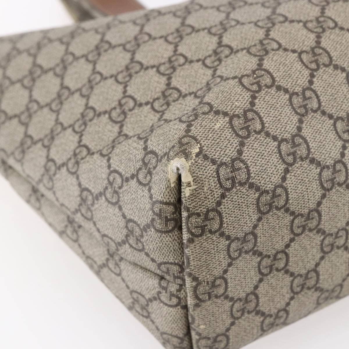 GUCCI GG Supreme Web Sherry Line Tote Bag PVC Beige Red 211134 Auth 153074