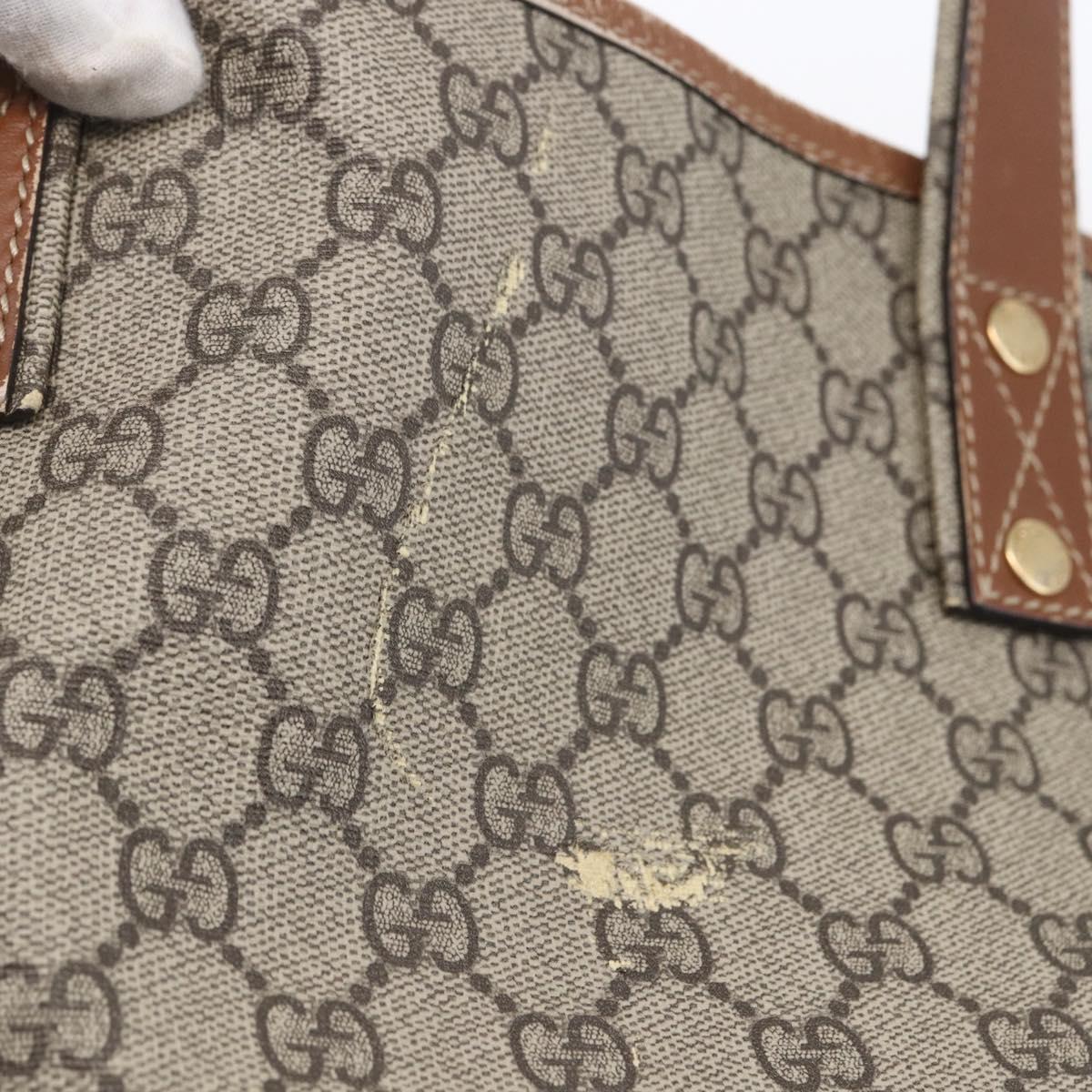 GUCCI GG Supreme Web Sherry Line Tote Bag PVC Beige Red 211134 Auth 153074