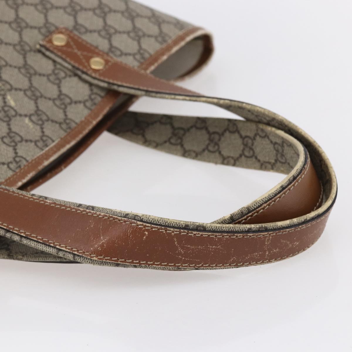 GUCCI GG Supreme Web Sherry Line Tote Bag PVC Beige Red 211134 Auth 153074