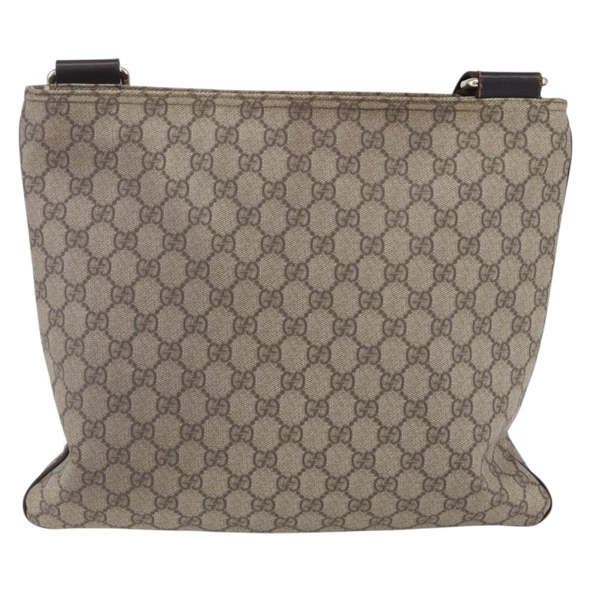 GUCCI GG Supreme Shoulder Bag PVC Beige Gold 201446 Auth 153075