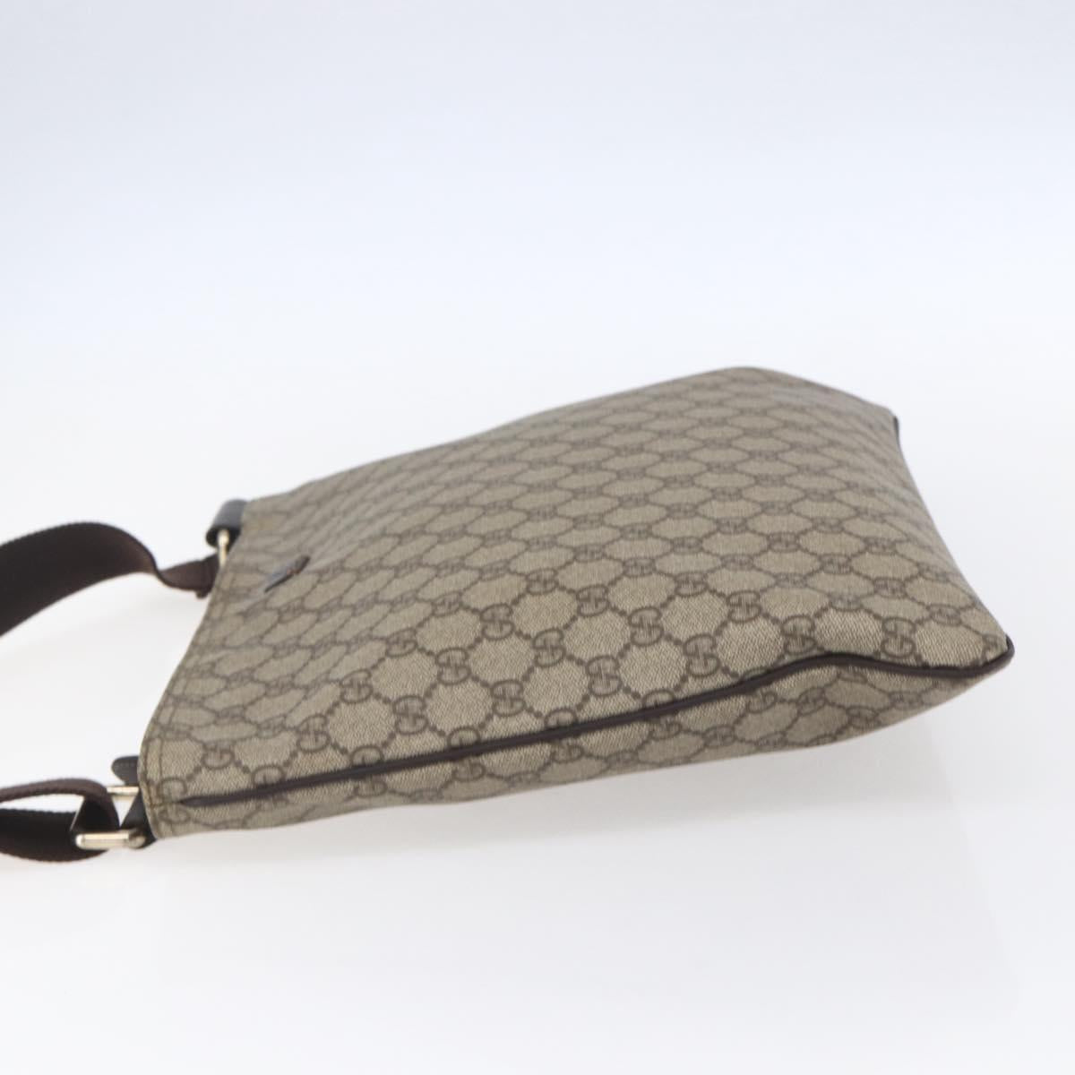 GUCCI GG Supreme Shoulder Bag PVC Beige Gold 201446 Auth 153075