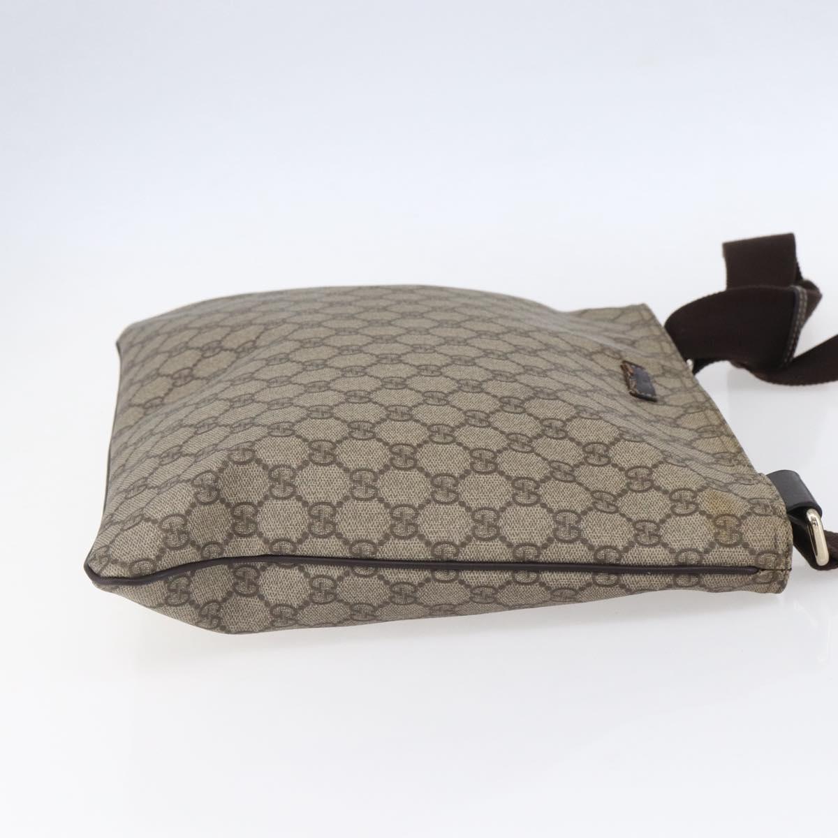 GUCCI GG Supreme Shoulder Bag PVC Beige Gold 201446 Auth 153075