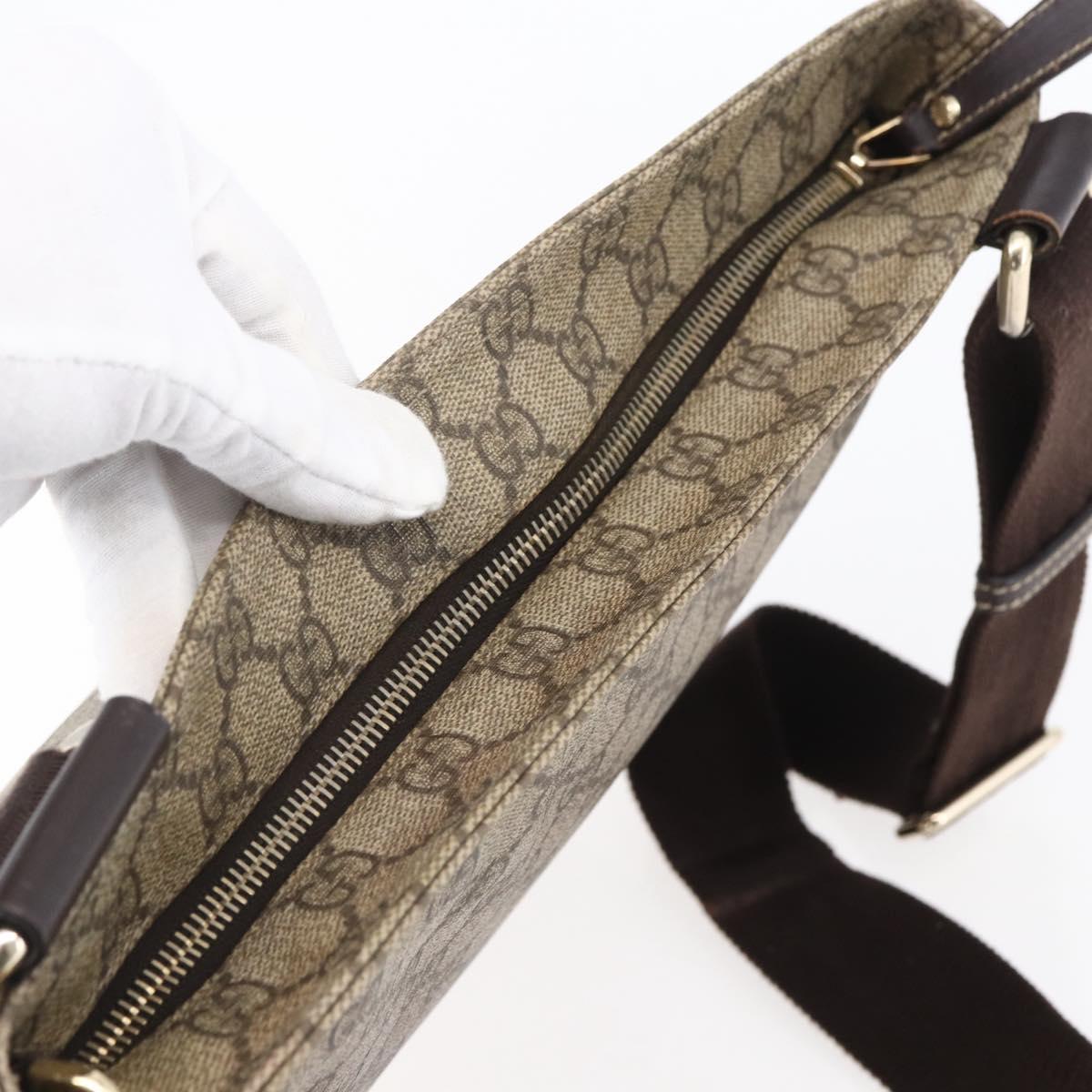 GUCCI GG Supreme Shoulder Bag PVC Beige Gold 201446 Auth 153075