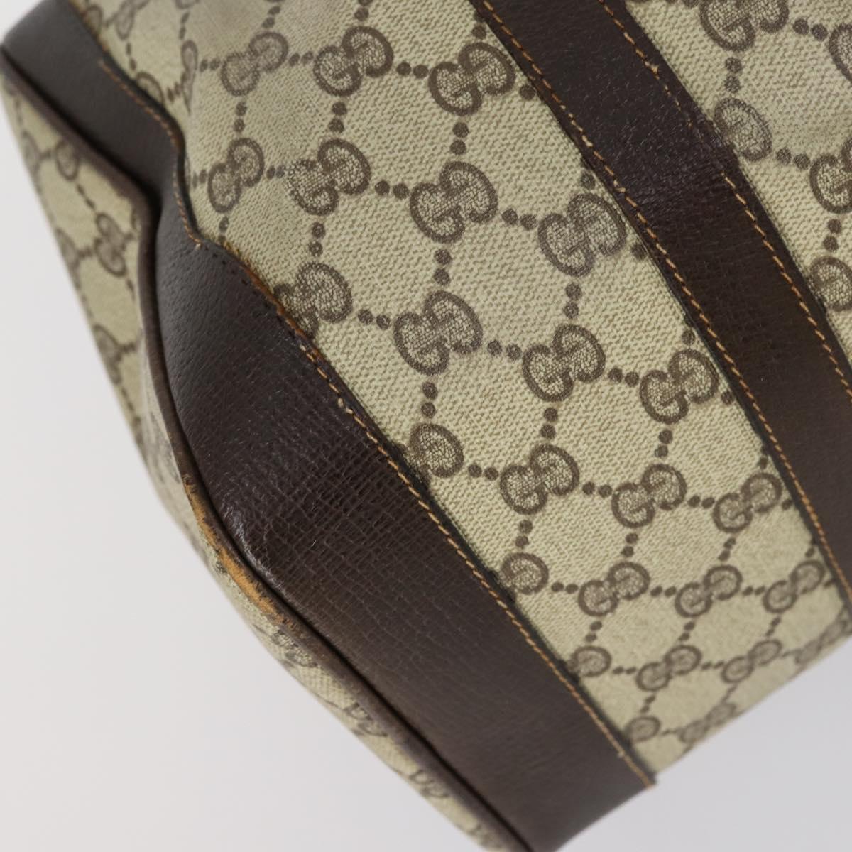 GUCCI GG Supreme Web Sherry Line Hand Bag PVC Beige Gold Auth 153076