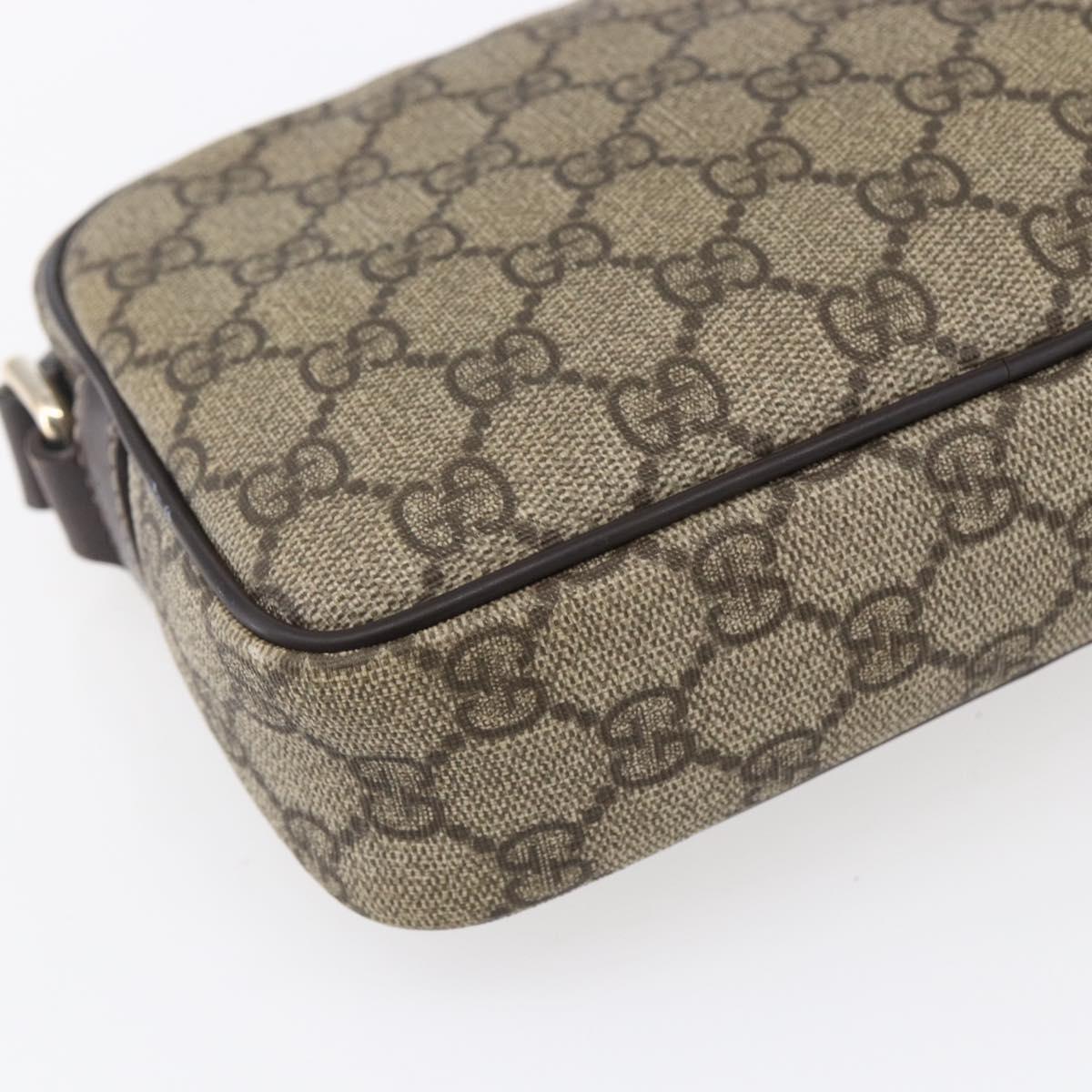 GUCCI GG Supreme Shoulder Bag PVC Beige Gold 201447 Auth 153078