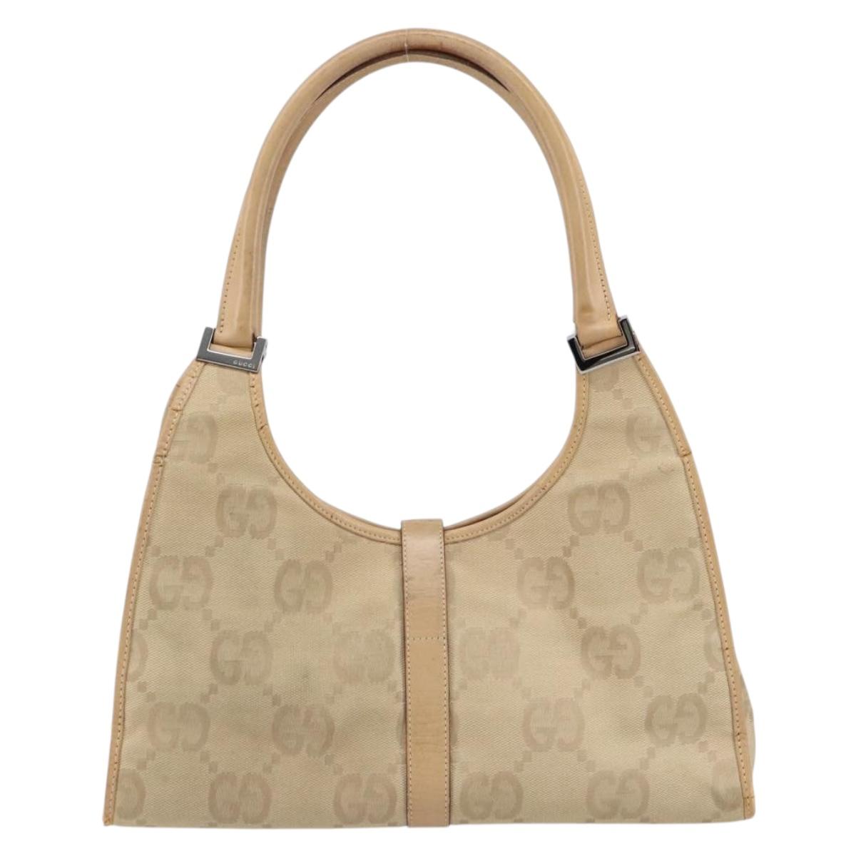 GUCCI GG Canvas Jackie Shoulder Bag Beige Silver 002 1067 2123 Auth 153080