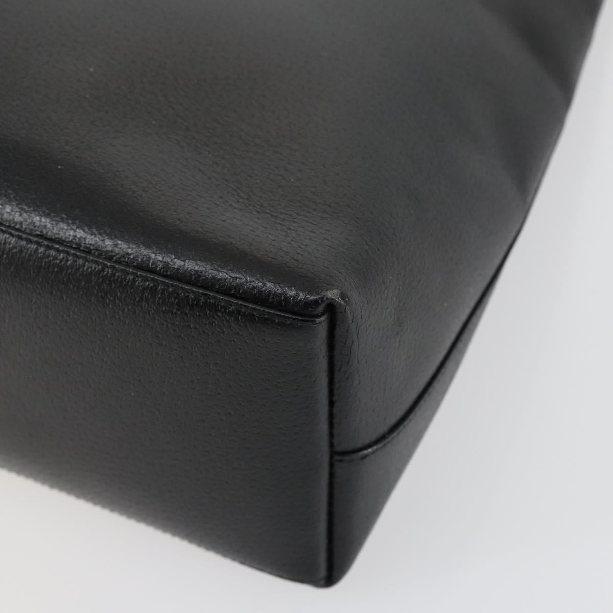 GUCCI Bamboo Hand Bag Leather Black Gold 001 2122 3006 Auth 153081