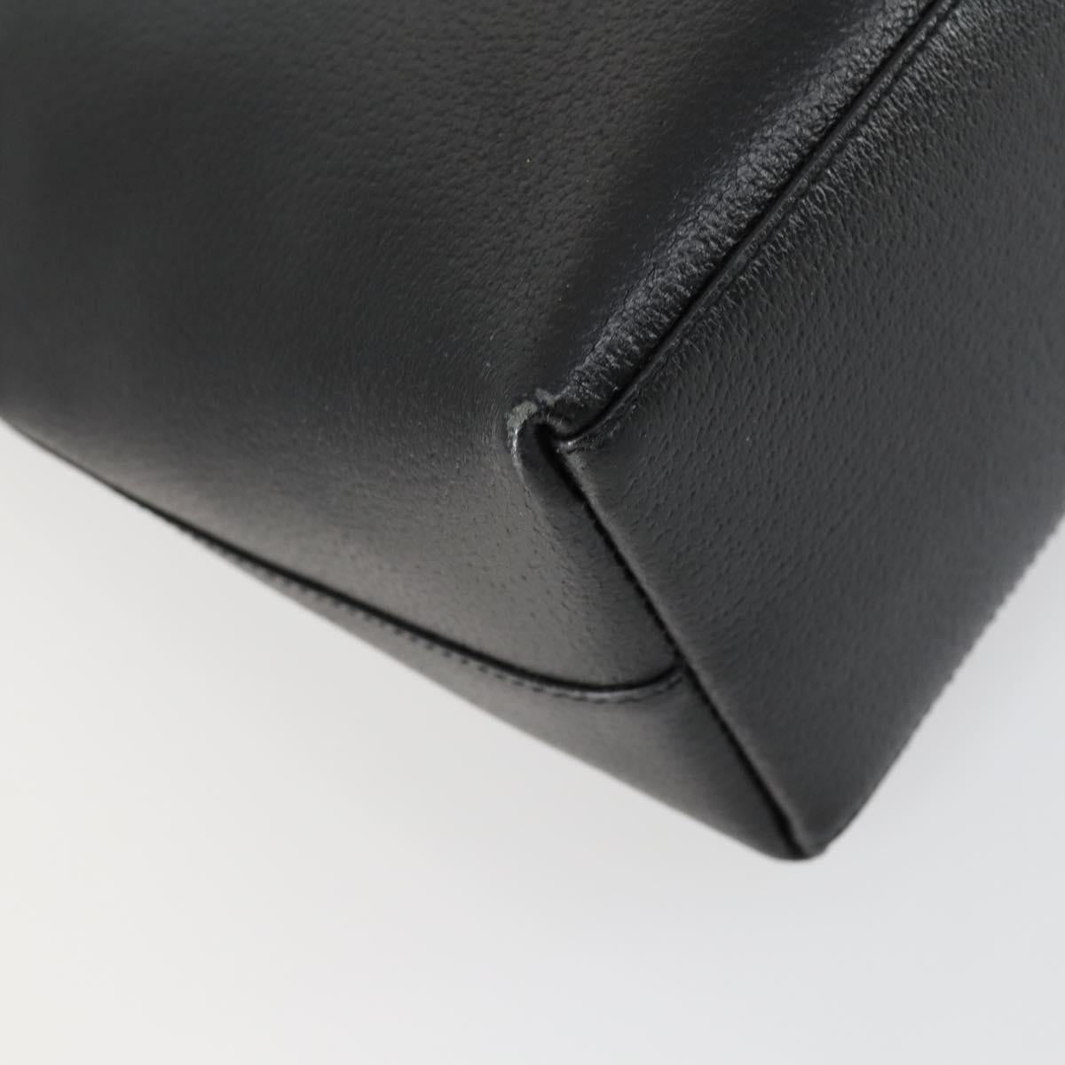 GUCCI Bamboo Hand Bag Leather Black Gold 001 2122 3006 Auth 153081