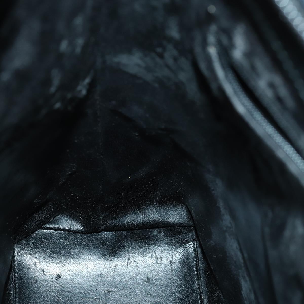 GUCCI Bamboo Hand Bag Leather Black Gold 001 2122 3006 Auth 153081