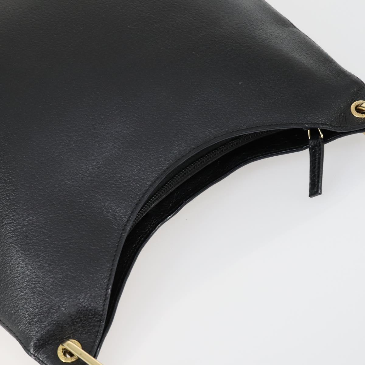 GUCCI Bamboo Hand Bag Leather Black Gold 001 2122 3006 Auth 153081