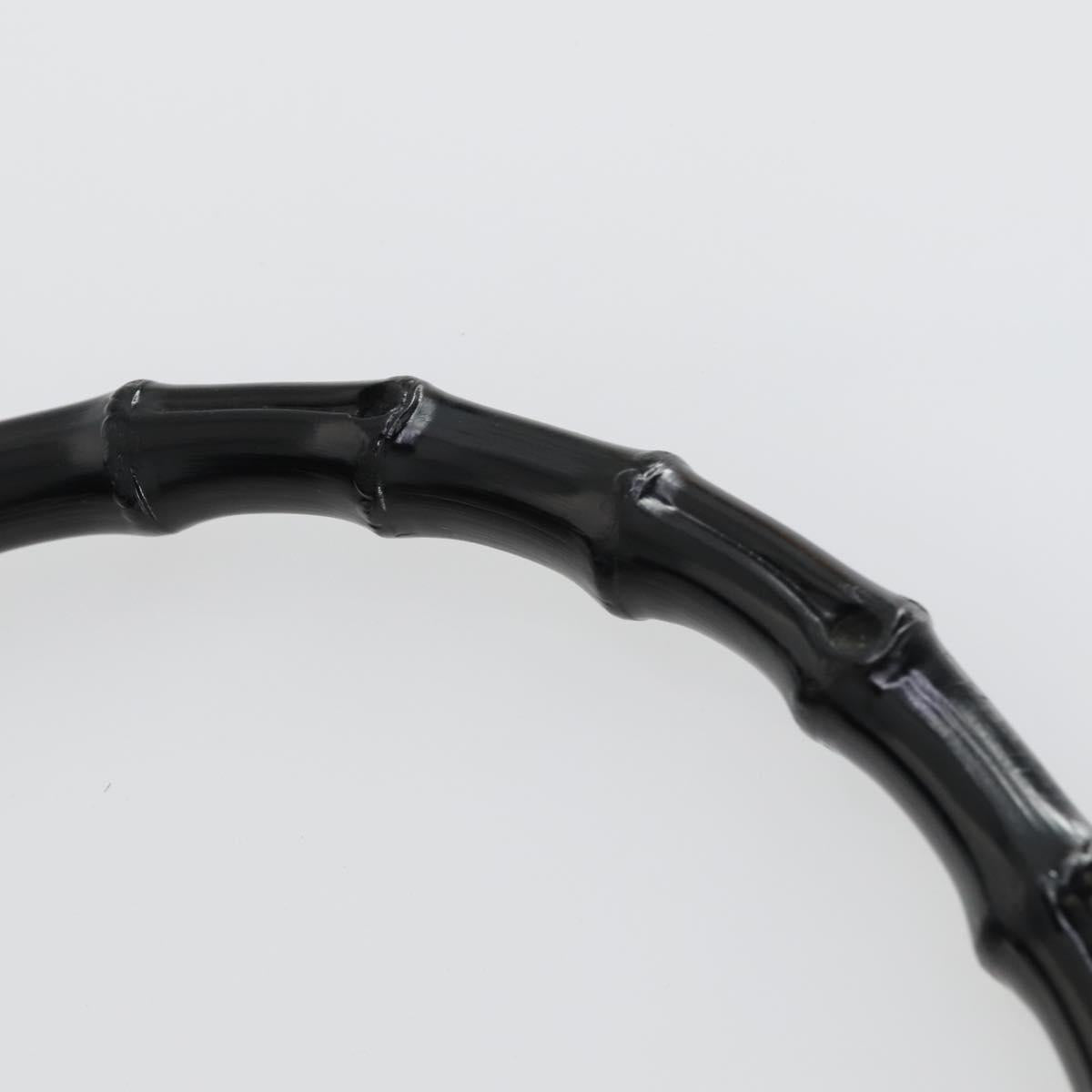 GUCCI Bamboo Hand Bag Leather Black Gold 001 2122 3006 Auth 153081