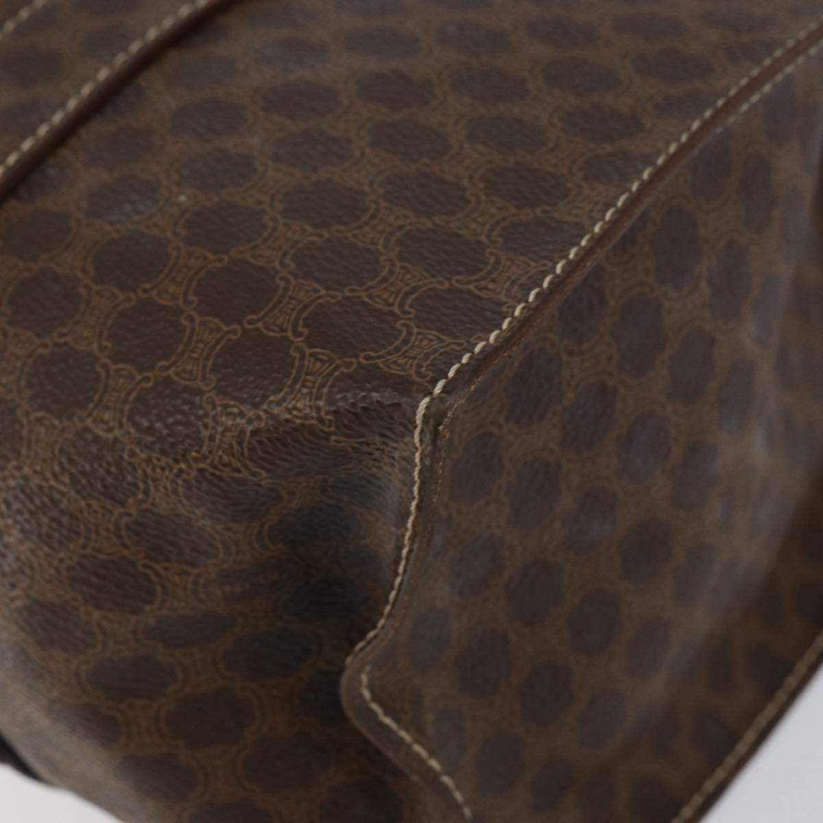 CELINE Macadam Canvas Tote Bag PVC Leather Brown Gold Auth 153082