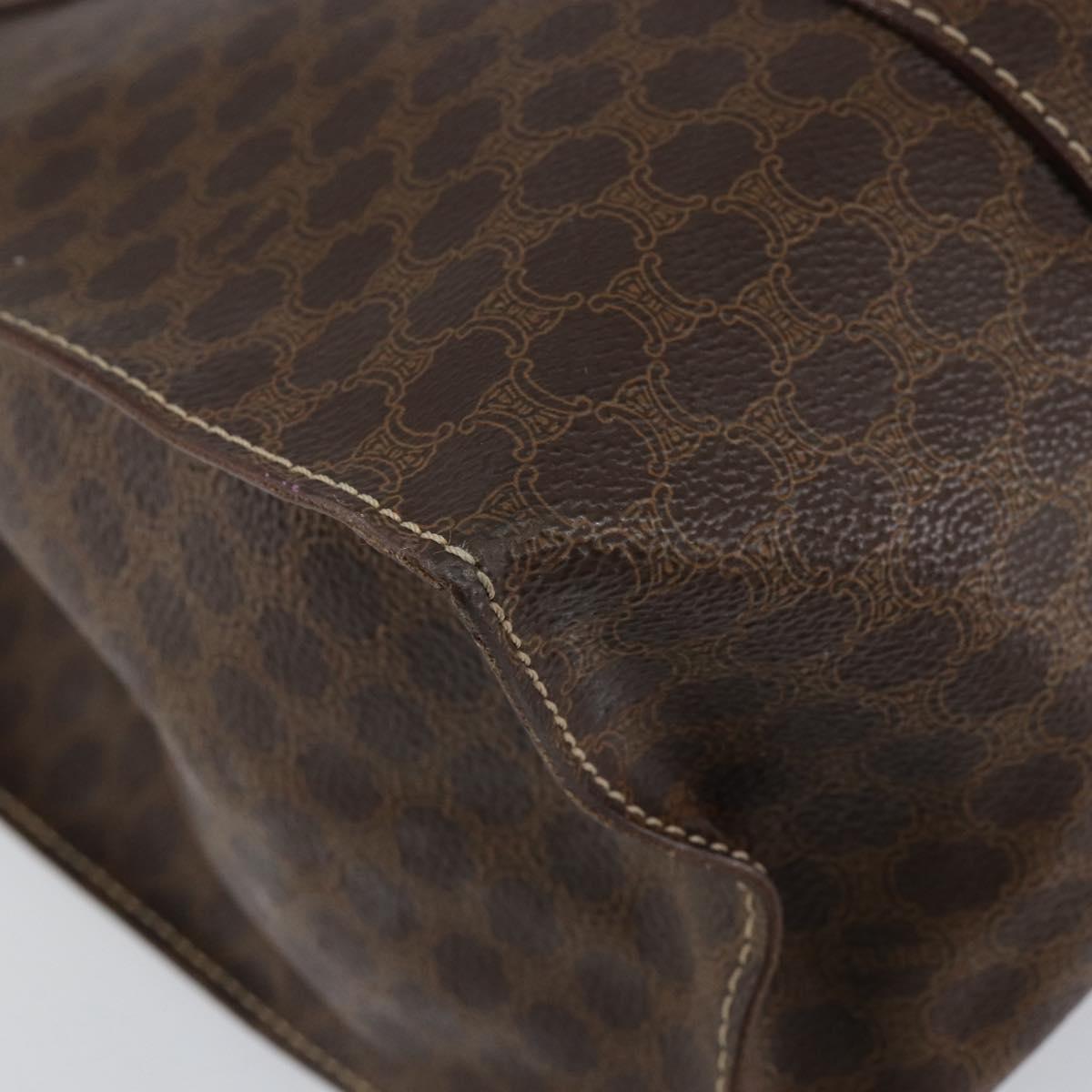 CELINE Macadam Canvas Tote Bag PVC Leather Brown Gold Auth 153082