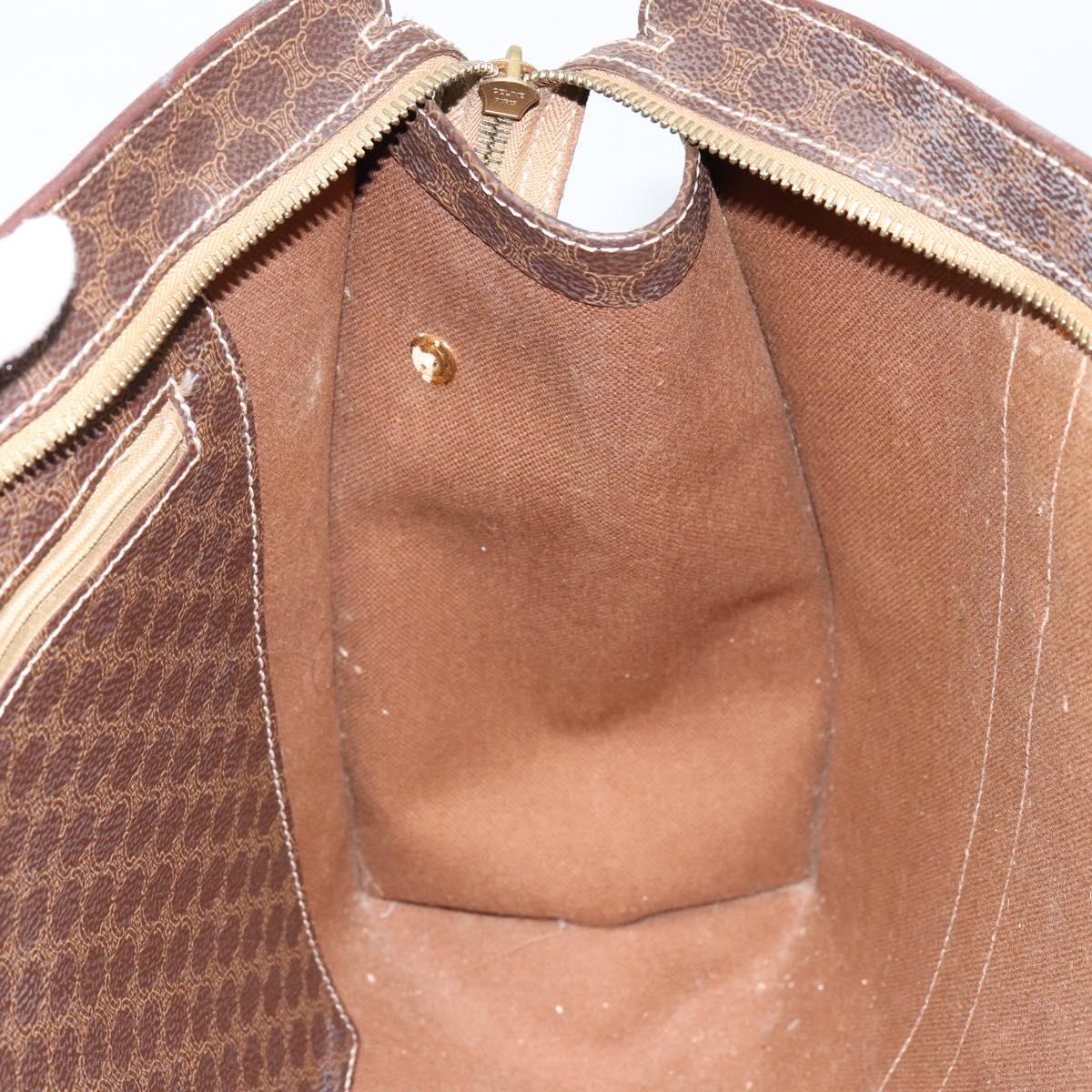 CELINE Macadam Canvas Tote Bag PVC Leather Brown Gold Auth 153082