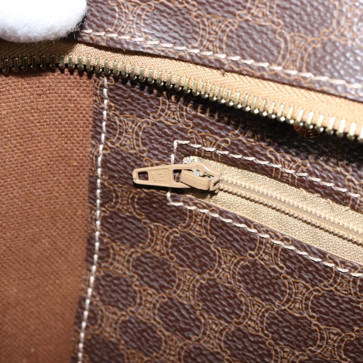 CELINE Macadam Canvas Tote Bag PVC Leather Brown Gold Auth 153082