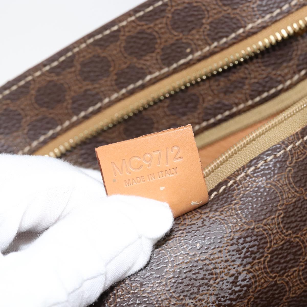 CELINE Macadam Canvas Tote Bag PVC Leather Brown Gold Auth 153082