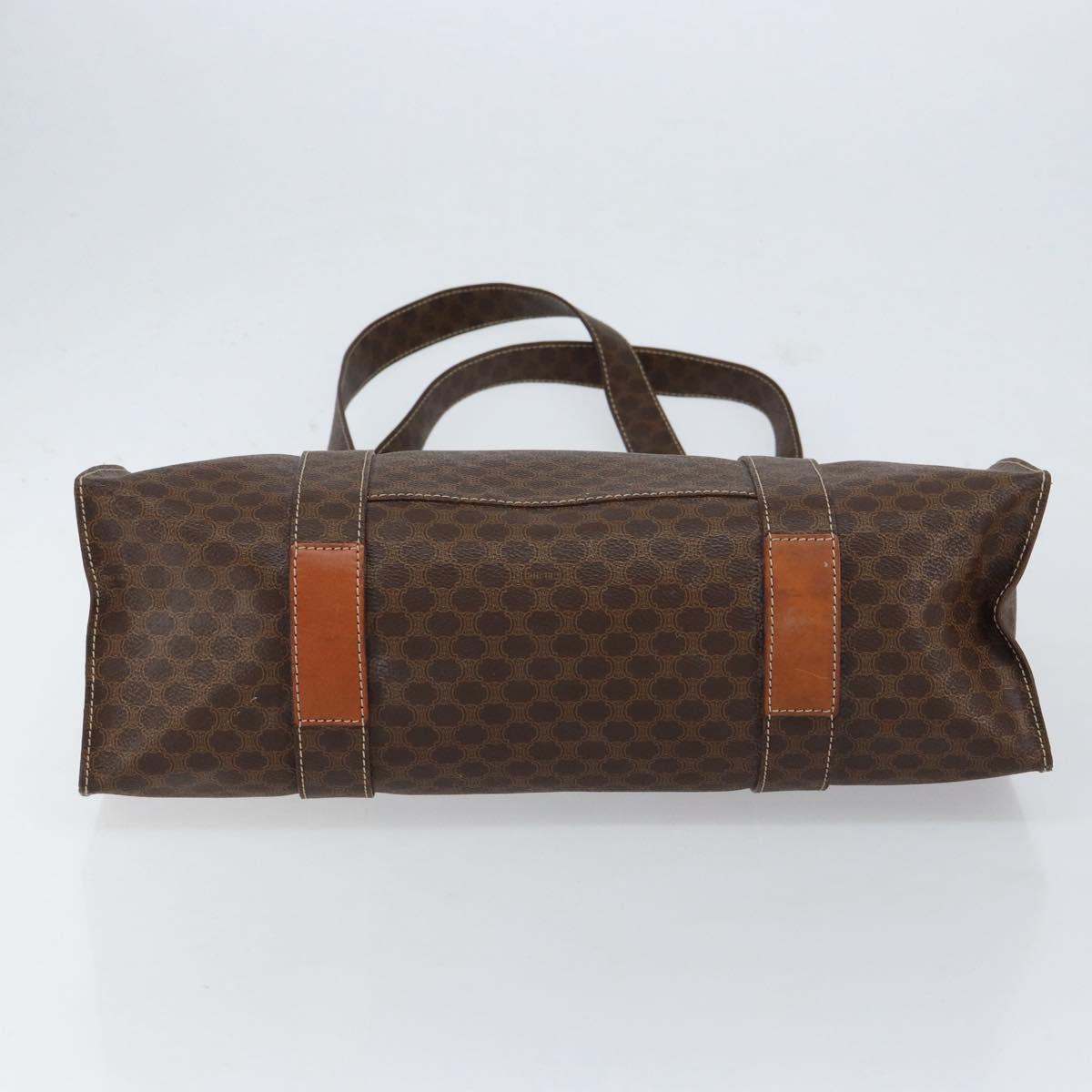 CELINE Macadam Canvas Tote Bag PVC Leather Brown Gold Auth 153082