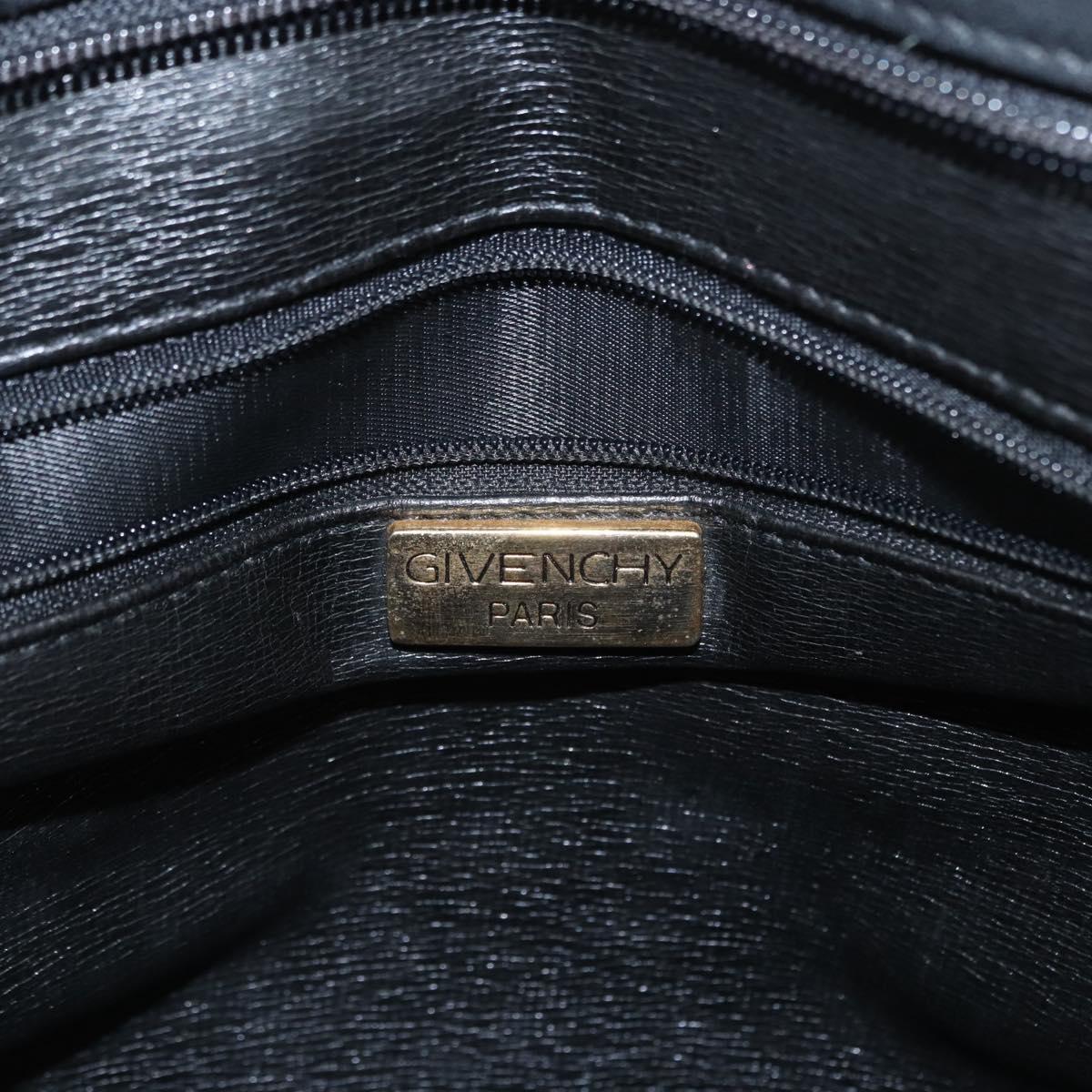 GIVENCHY Chain Shoulder Bag Leather Black Gold Auth 153095